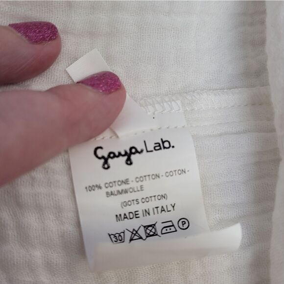 NEW Gaya Lab white gauze asymmetrical cinch side tunic top unisex 6 - Picture 8 of 12